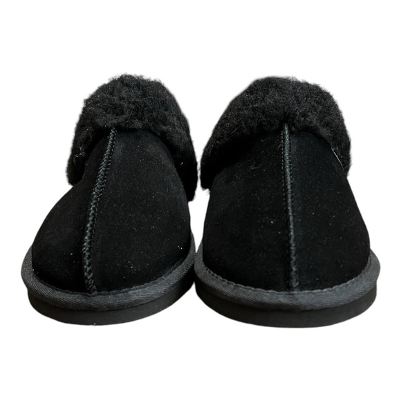 Bearpaws Paws Women's Black Leather Mackenzie Suede Scuff Slipper Size 11 - Picture 3 of 10